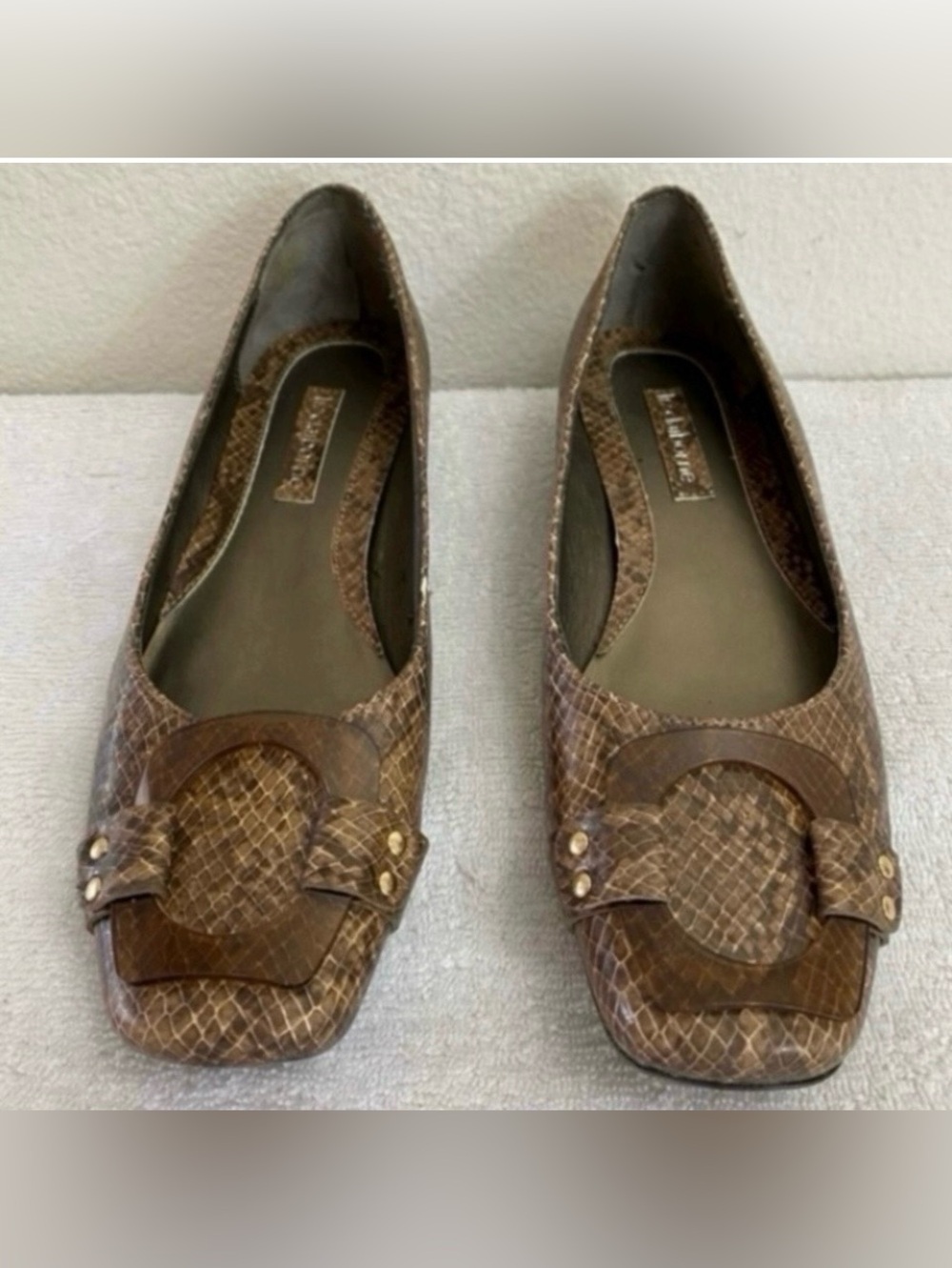 Liz Claiborne Women's Copper Brown Faux Leather Snake Embossed Loafer Size 7.5